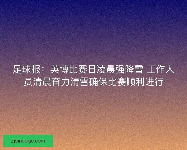 足球报：英博比赛日凌晨强降雪 工作人员清晨奋力清雪确保比赛顺利进行